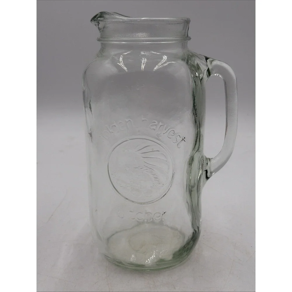 Vintage Golden Harvest Mason Jar Pitcher Glass 48 Ounce 9